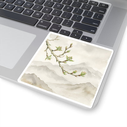 Mountain Mist Watercolor Sticker | Warm Japandi Art