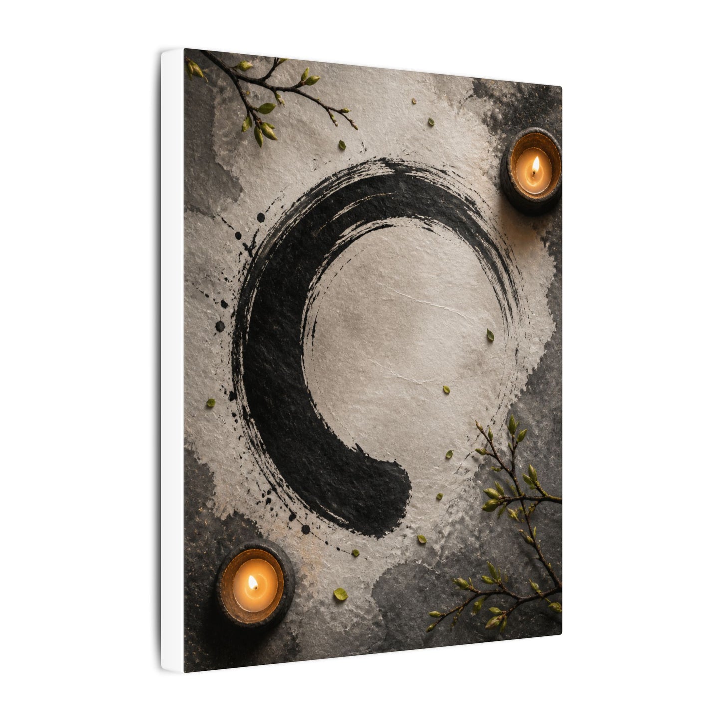 Candlelight Ink Brushstroke Canvas Art - Zen Ma