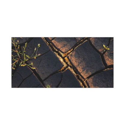 Kintsugi Cracked Earth in Golden Hour | Gold Vein Canvas Art