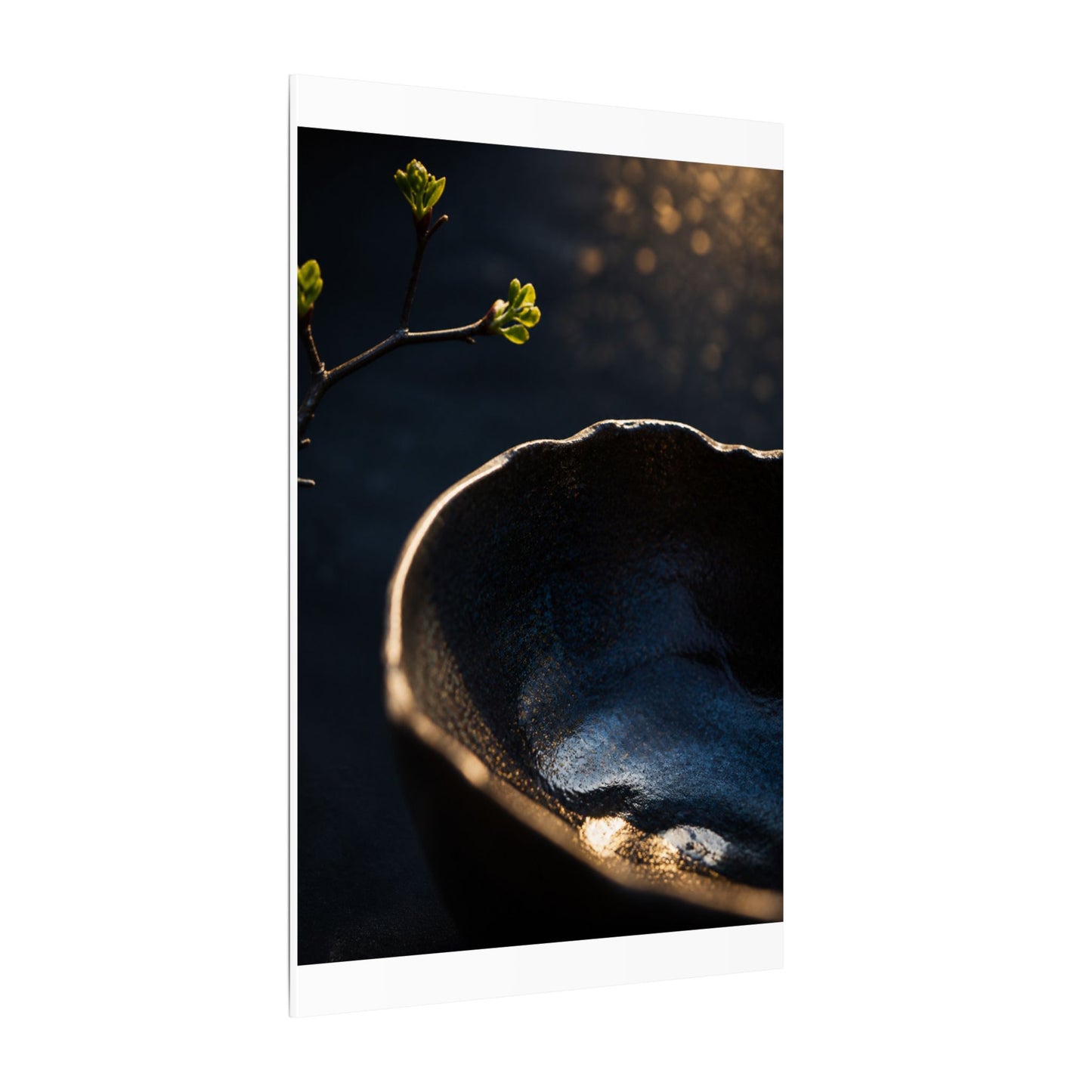 Ma Ceramic Bowl Canvas Art - Dark Japandi Shadow Zen