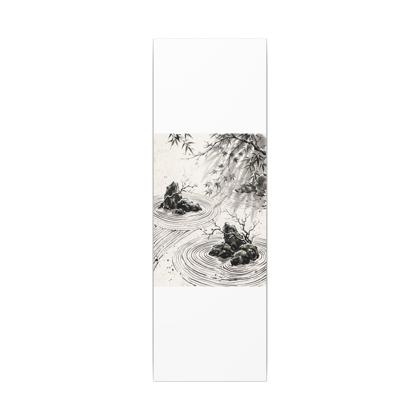 Rock Garden Canvas Art | Winter Zen Sumi E Art