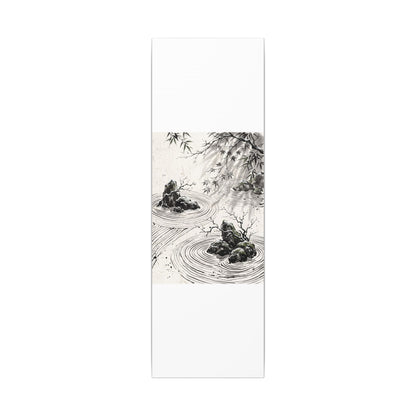 Rock Garden Canvas Art | Winter Zen Sumi E Art