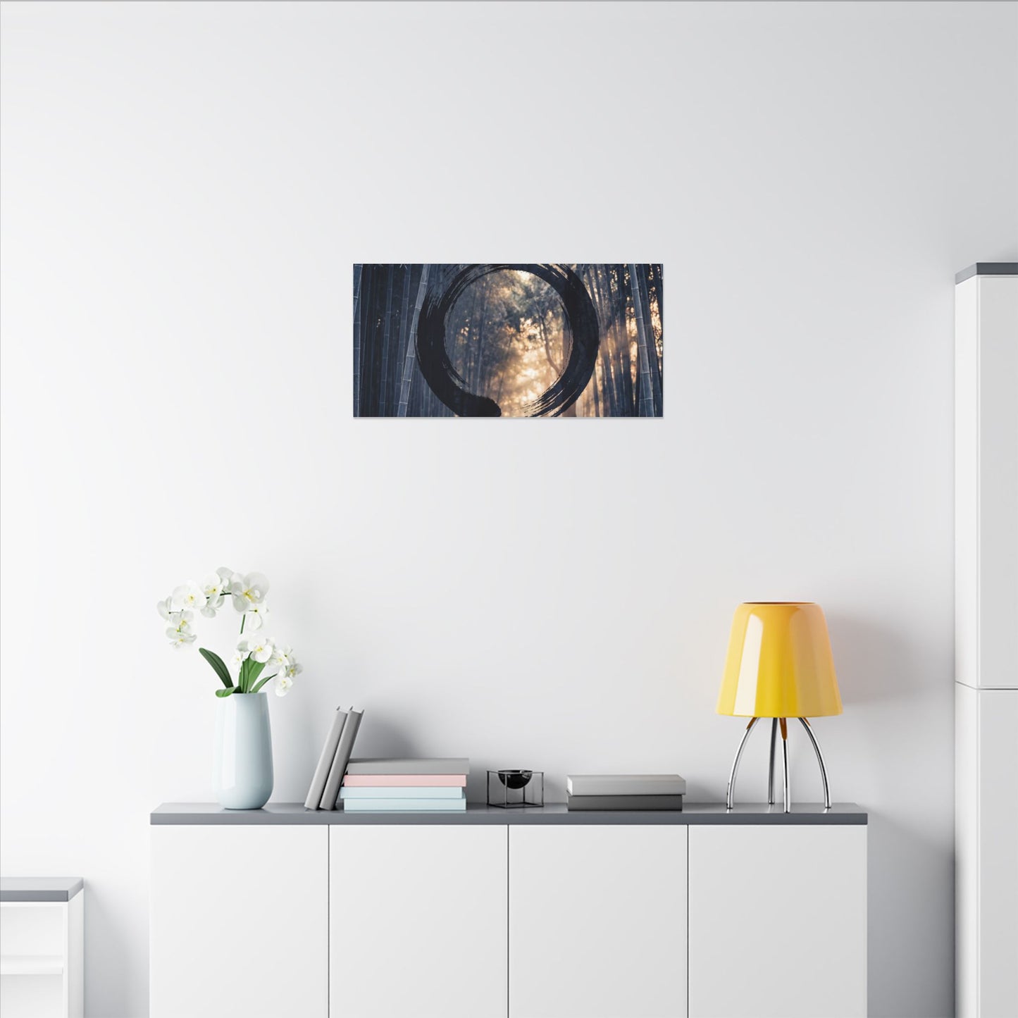 Bamboo Grove Canvas Art | Winter Zen Enso Art