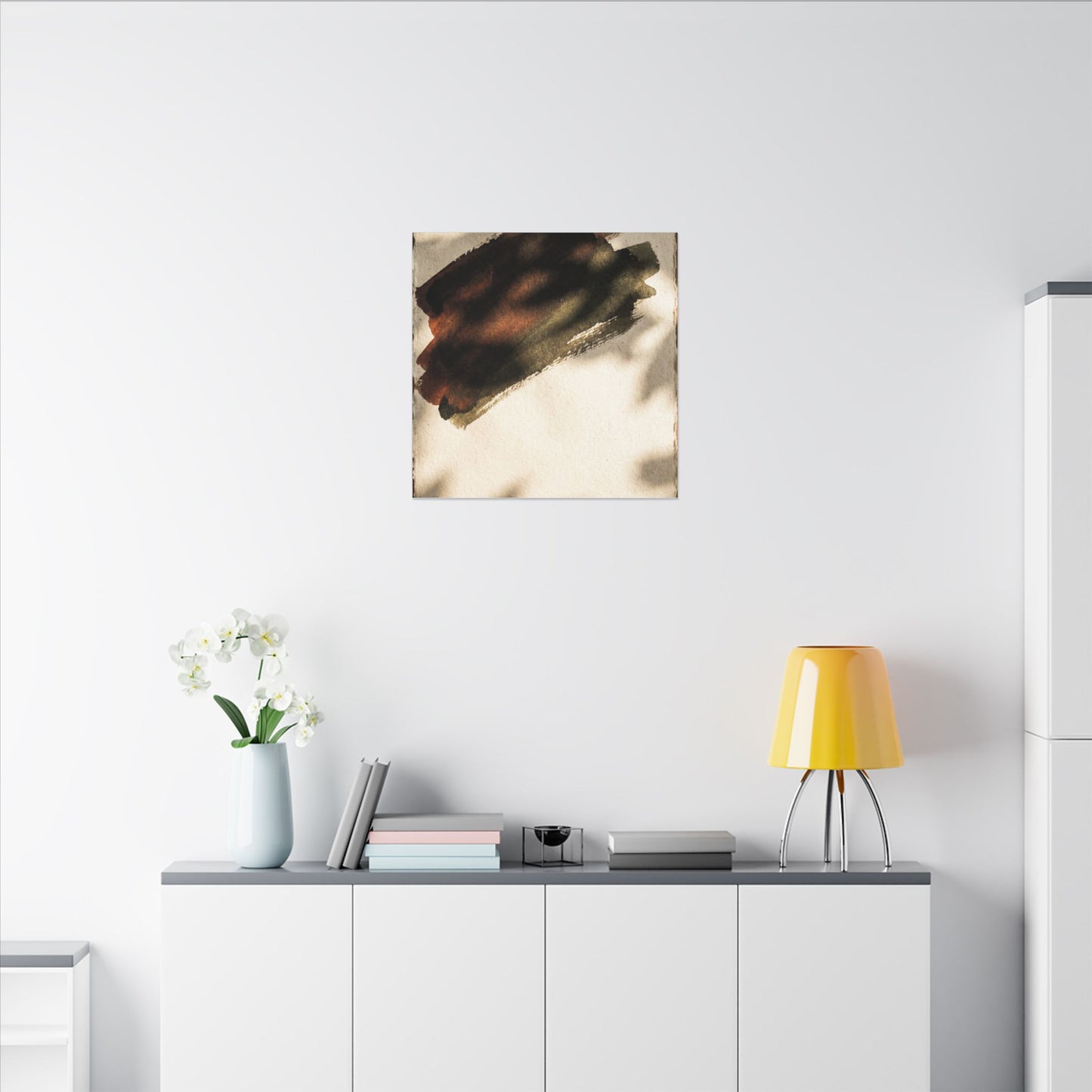 Ink Brushstroke Canvas Art | Summer Dark Japandi Moody Minimal Art