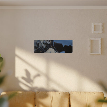 Ocean Wave Canvas Art | Winter Kintsugi Gold Repair Art