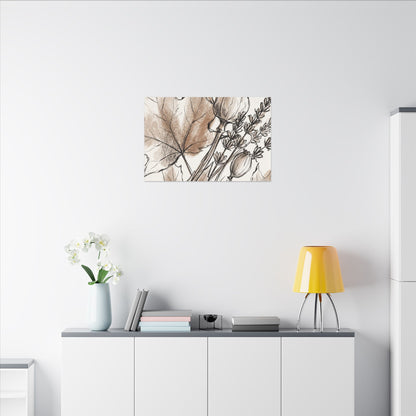 Neutral Dried Flowers Canvas Art - Minimal Line Japandi