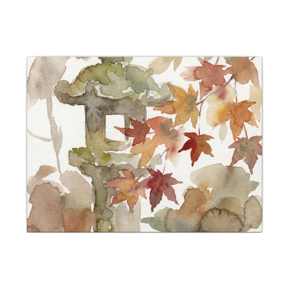 Stone Lantern Watercolor Canvas Art | Earthy Japandi Art Art Print