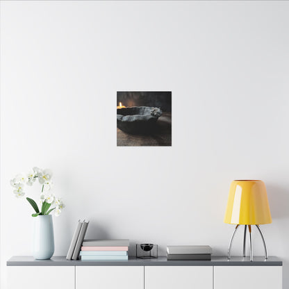 Ceramic Bowl Canvas Art | Winter Dark Japandi Shadow Zen Art