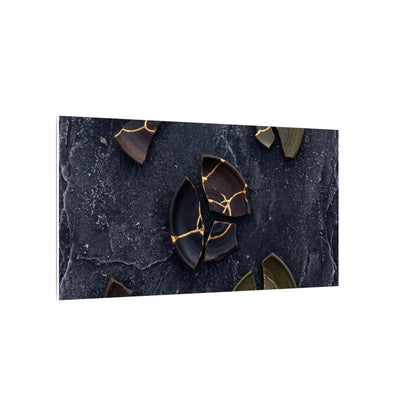 Broken Pottery Canvas Art | Winter Dark Japandi Shadow Zen Art