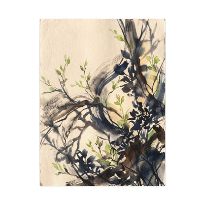 Ma Shadow Play Canvas Art - Dark Japandi Charcoal Ink
