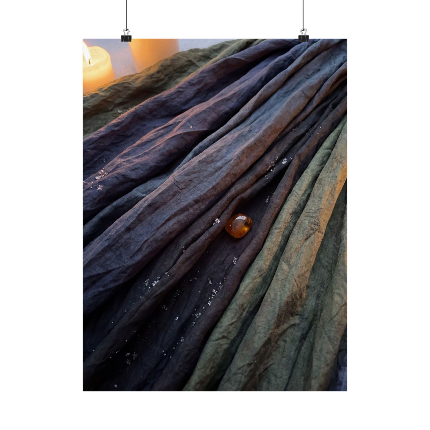 Dark Japandi Silk Drape in Candlelight | Shadow Zen Wall Art Print