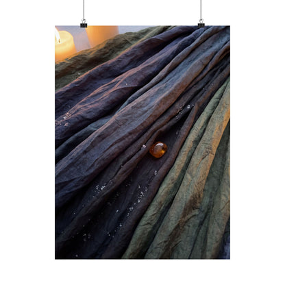 Dark Japandi Silk Drape in Candlelight | Shadow Zen Wall Art Print
