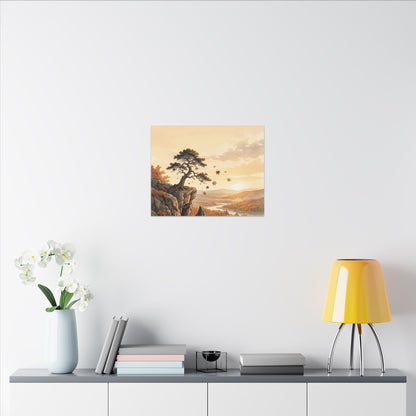 Pine Tree Autumn Canvas Art | Japandi Warm Design