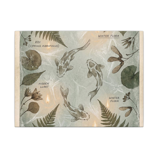Enchanting Koi Pond Canvas Art - Herbarium Cottagecore