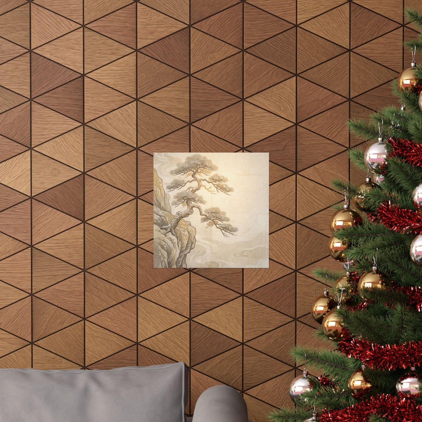 Golden Hour Pine Tree Wall Art Print - Japandi Shibui