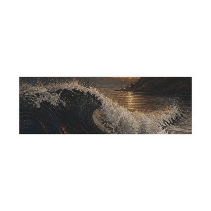 Ocean Wave Dark Texture Canvas Art | Bold Dark Japandi Art