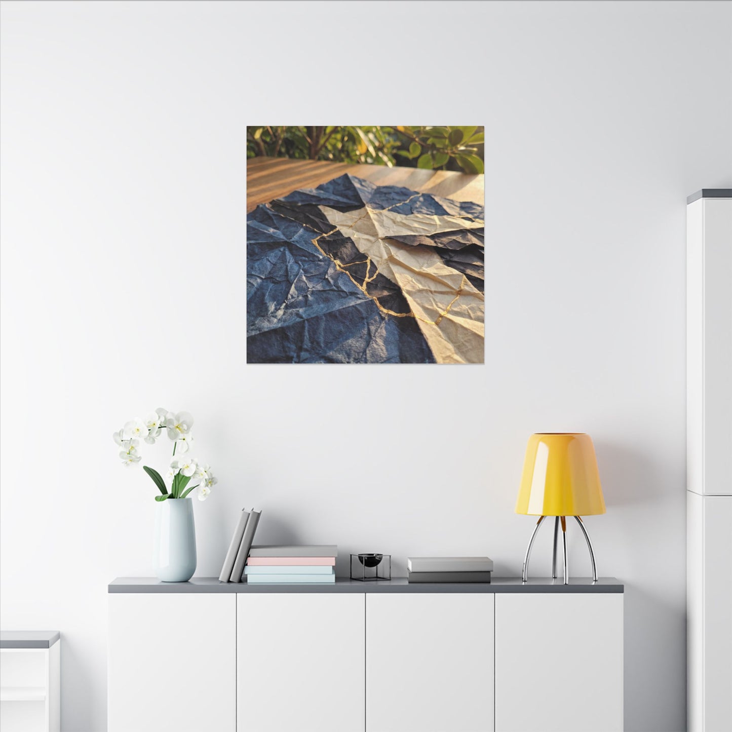 Golden Hour Paper Fold Canvas Art - Kintsugi Ma