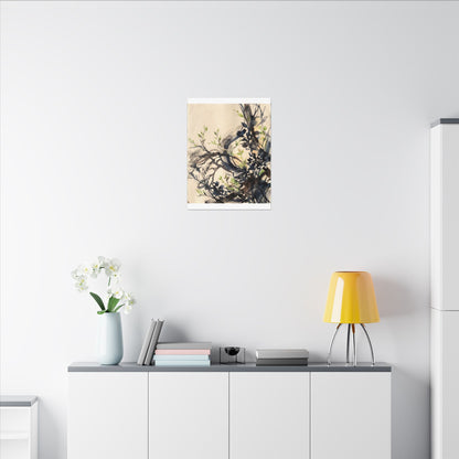 Ma Shadow Play Canvas Art - Dark Japandi Charcoal Ink