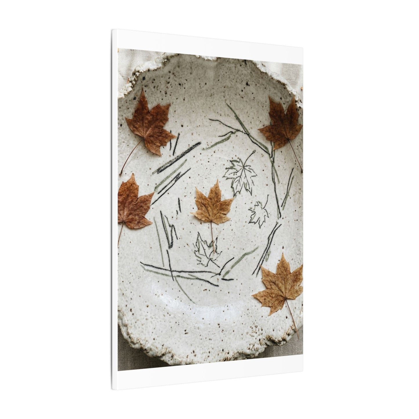 Ceramic Bowl Autumn Canvas Art | Japandi Elegant Design