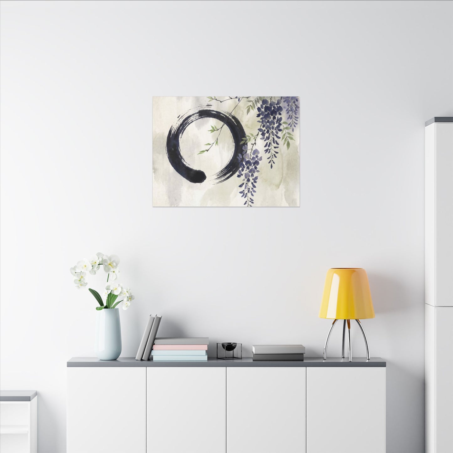 Wisteria Enso Canvas Art | Serene Zen Art
