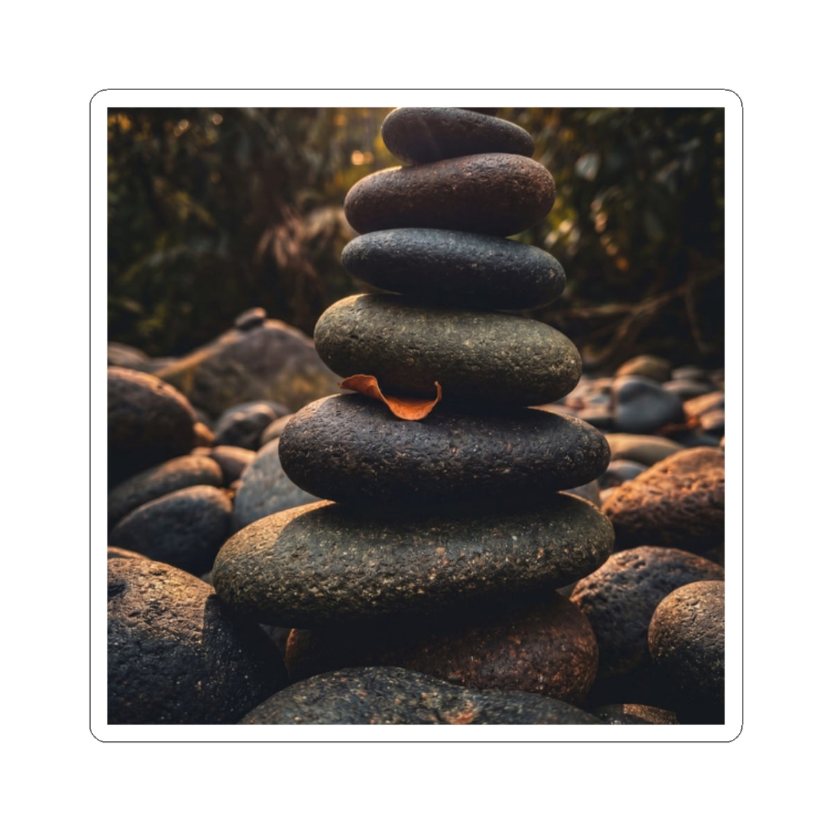 River Stones Moody Minimal Sticker | Luxurious Dark Japandi Art