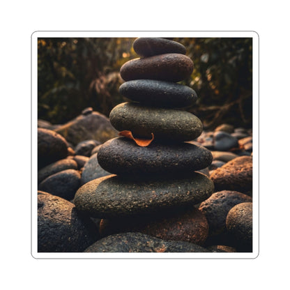 River Stones Moody Minimal Sticker | Luxurious Dark Japandi Art