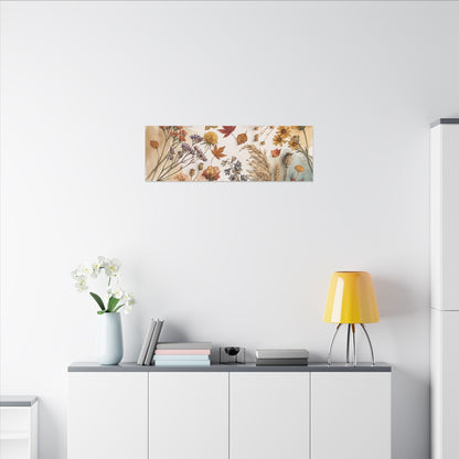 Dried Flowers Canvas Art | Autumn Japandi Watercolor Art