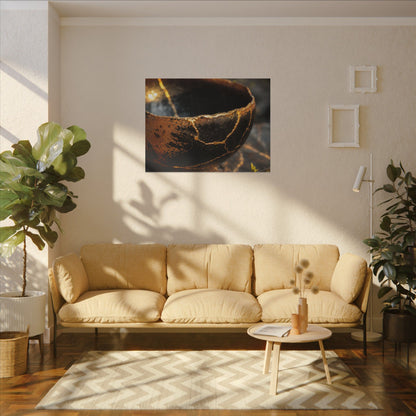 Kintsugi Ceramic Bowl in Golden Hour | Gold Vein Canvas Art
