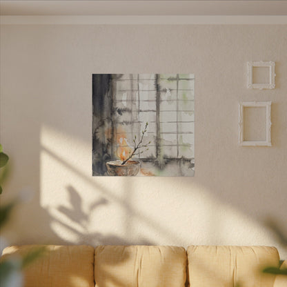 Shoji Screen Canvas Art | Spring Japandi Watercolor Art