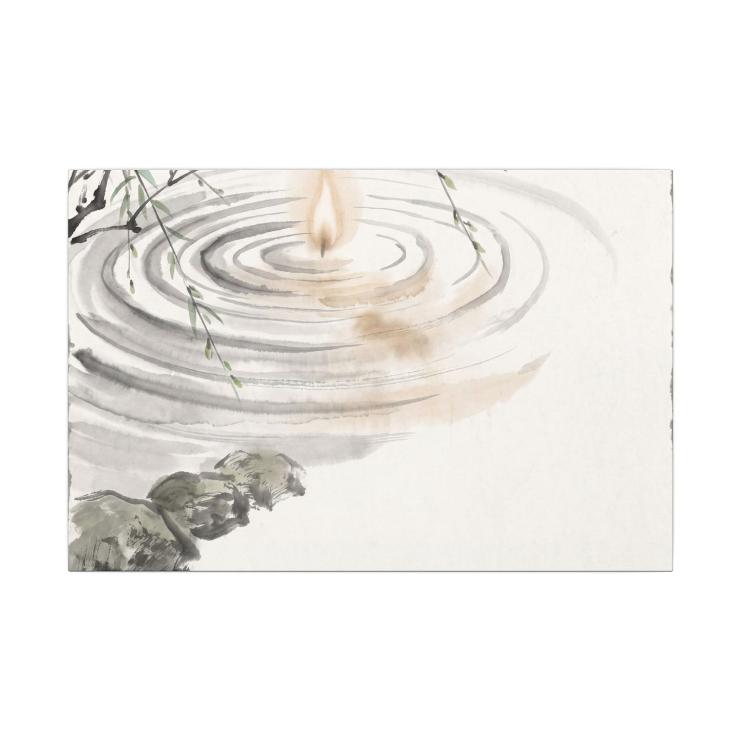 Water Ripple Sumi E Canvas Art | Tranquil Zen Art