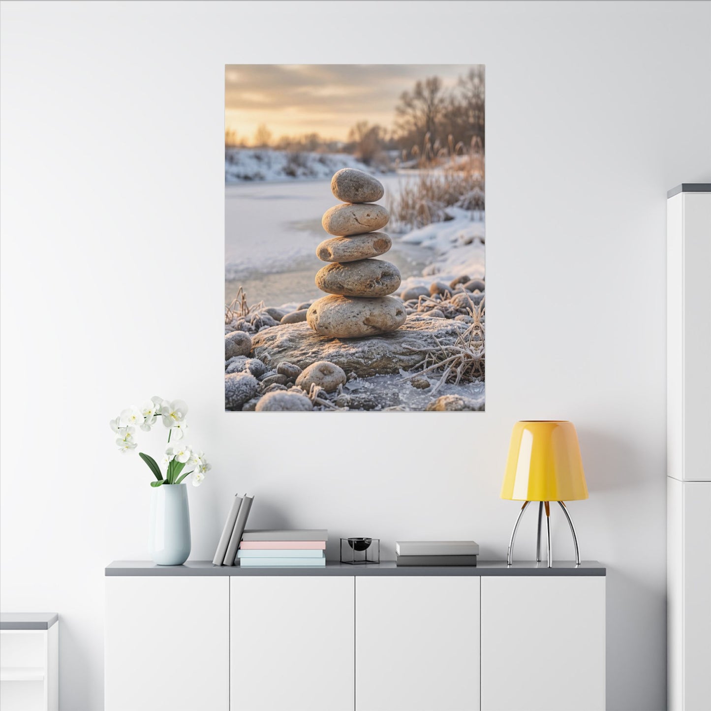 Ma River Stones Canvas Art - Japandi Japanese Pattern