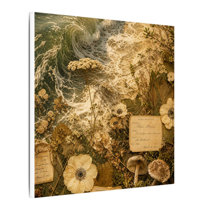 Spring Ocean Wave Herbarium Canvas Art | Nostalgic Decor