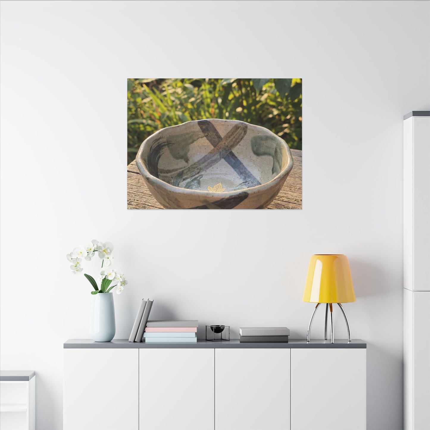 Earthy Ceramic Bowl Canvas Art - Japanese Pattern Japandi