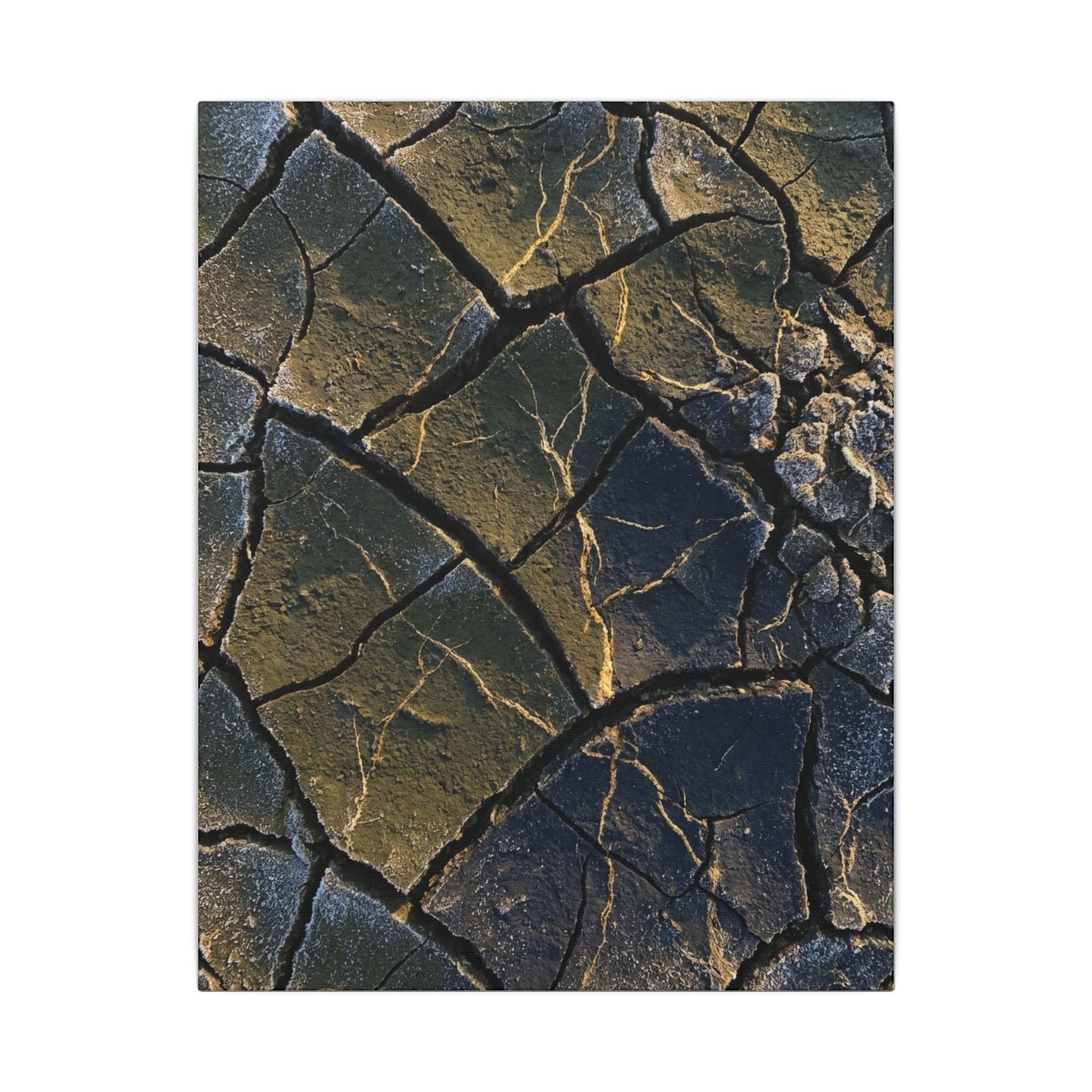 Winter Cracked Earth Moody Minimal Canvas Art | Atmospheric Decor