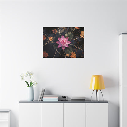 Ma Lotus Flower Canvas Art - Kintsugi Gold Vein