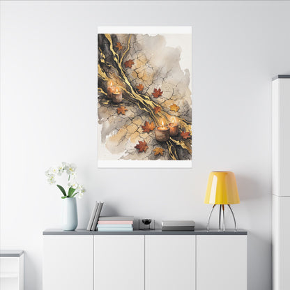 Cracked Earth Autumn Canvas Art | Japandi Warm Design