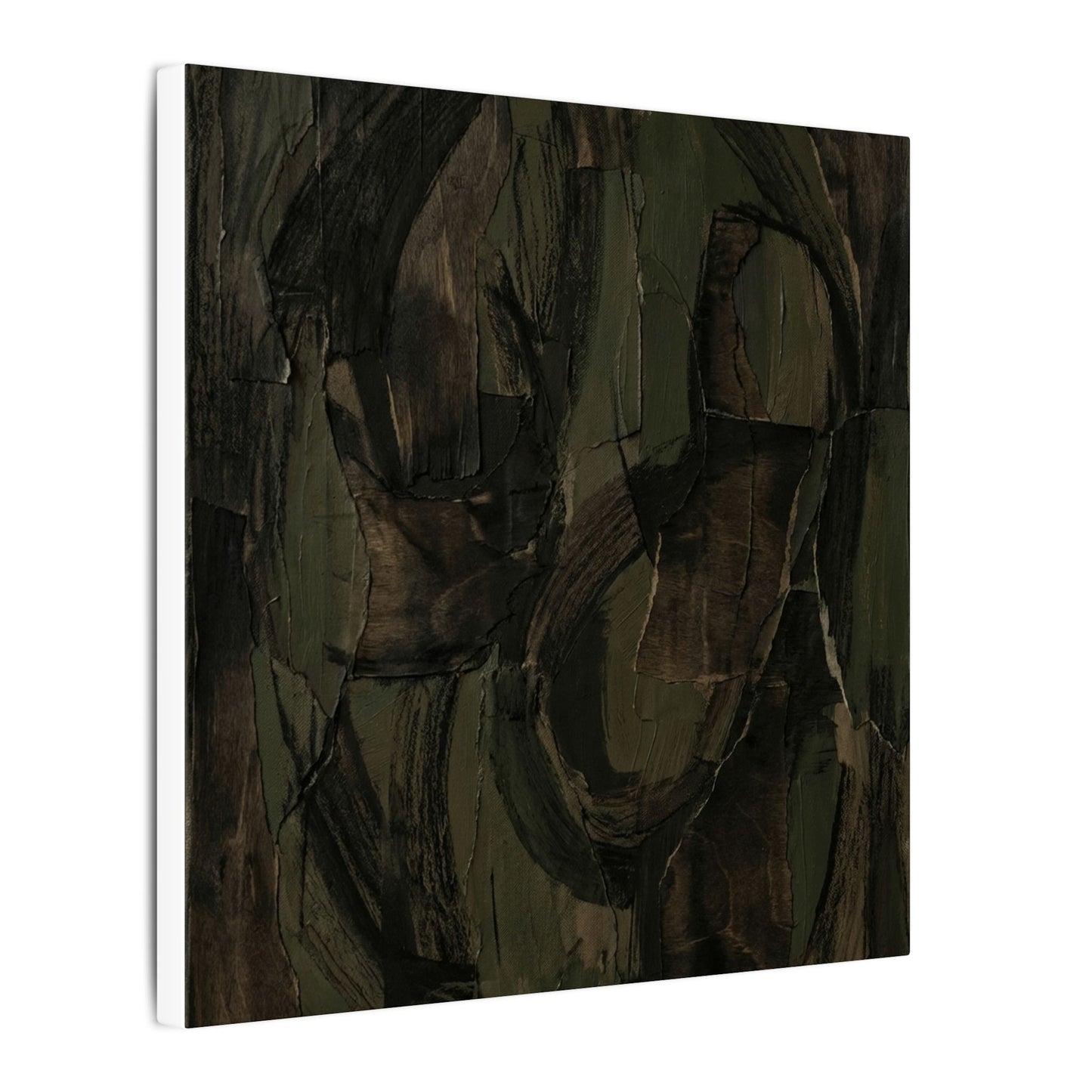 Mixed Media Dark Japandi Textured Canvas Art