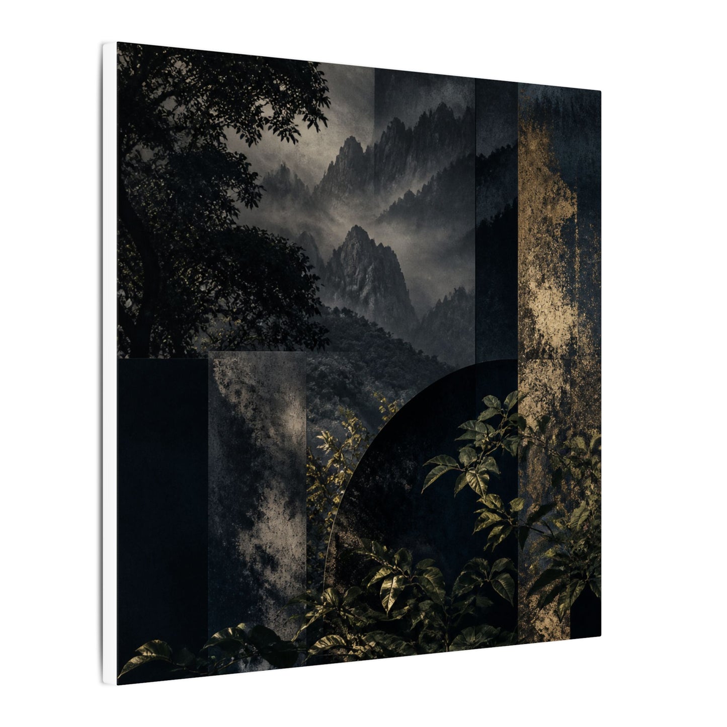 Mountain Mist Summer Canvas Art | Dark Japandi Atmospheric Design