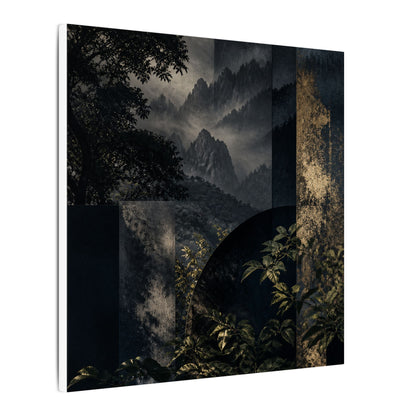 Mountain Mist Summer Canvas Art | Dark Japandi Atmospheric Design