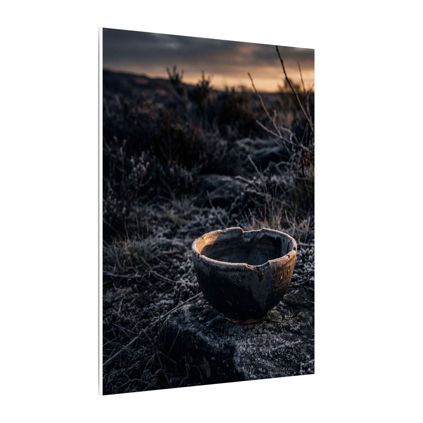 Kanso Ceramic Bowl Canvas Art - Dark Japandi Dark Texture