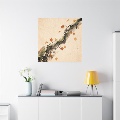 Ink Brushstroke Autumn Canvas Art | Zen Calm Design