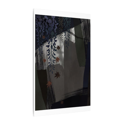 Wisteria Autumn Canvas Art | Dark Japandi Moody Design