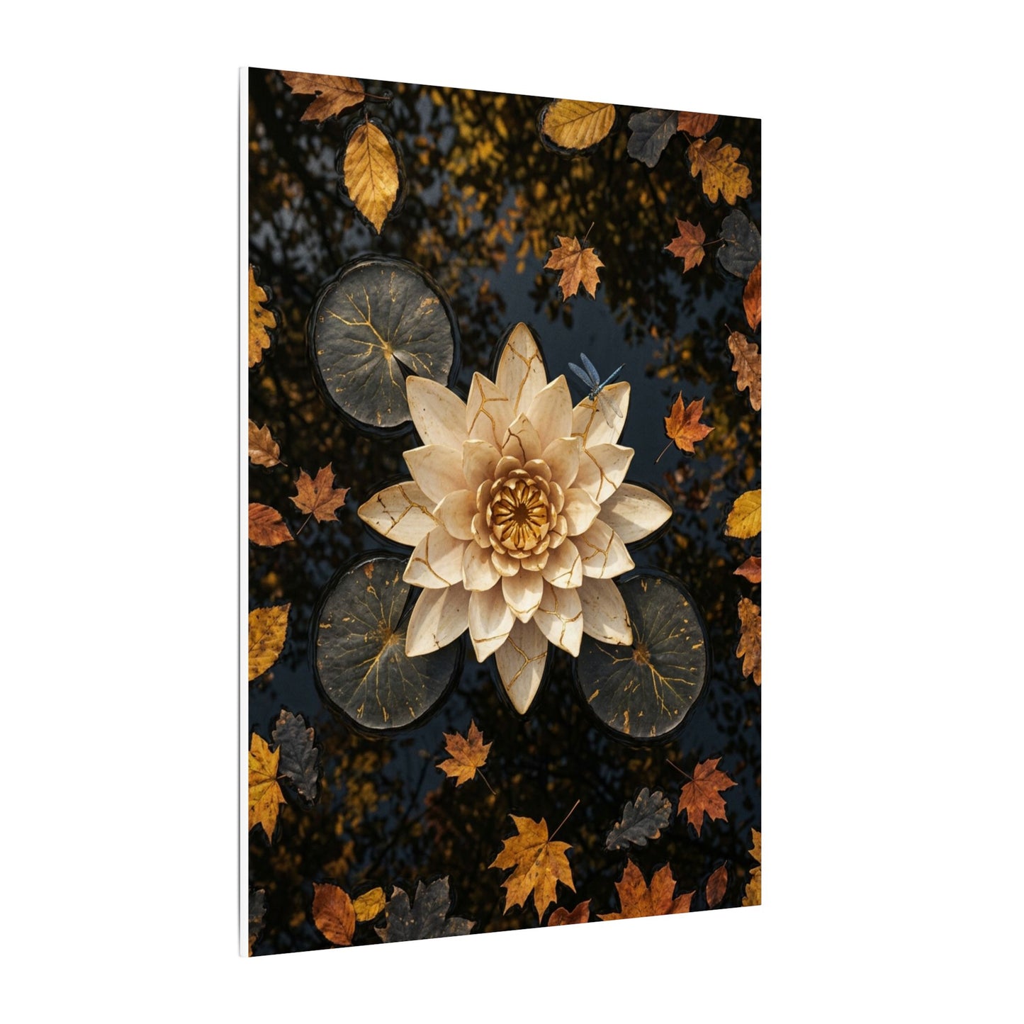 Healing Lotus Flower Canvas Art - Gold Repair Kintsugi