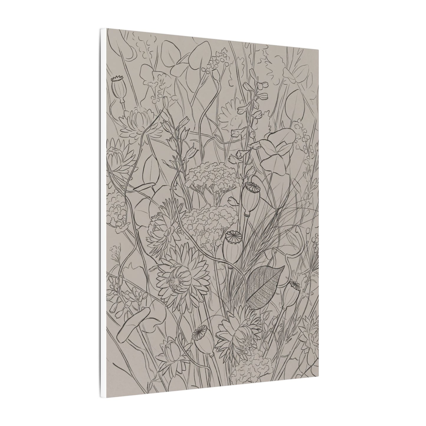 Summer Dried Flowers Minimal Line Canvas Art | Elegant Decor