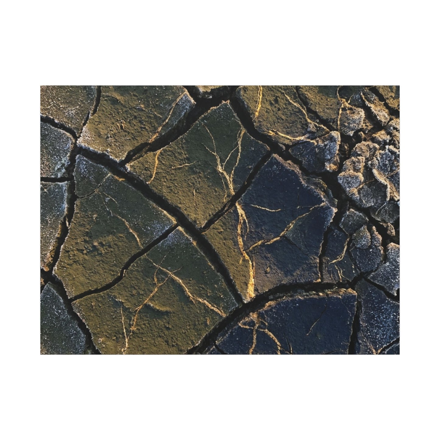 Winter Cracked Earth Moody Minimal Canvas Art | Atmospheric Decor