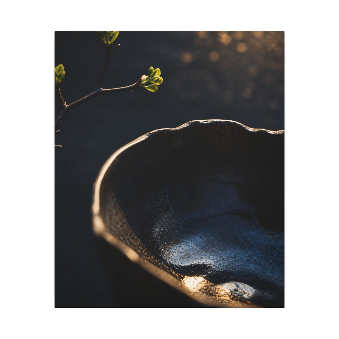 Ma Ceramic Bowl Canvas Art - Dark Japandi Shadow Zen