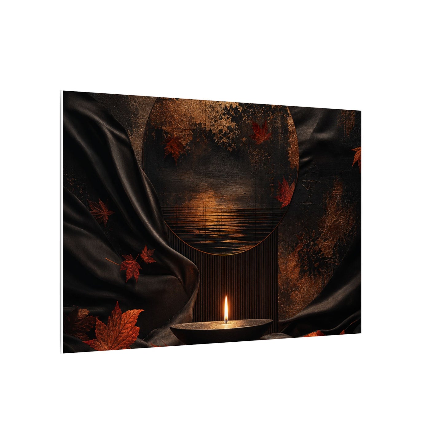 Silk Drape Autumn Canvas Art | Dark Japandi Moody Design