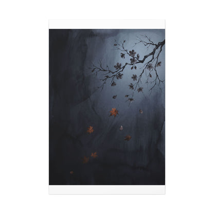Autumn Cherry Blossom Charcoal Ink Canvas Art | Atmospheric Decor