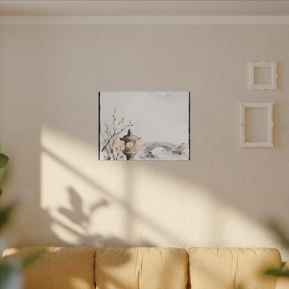 Moonlit Garden Spring Canvas Art | Zen Contemplative Design