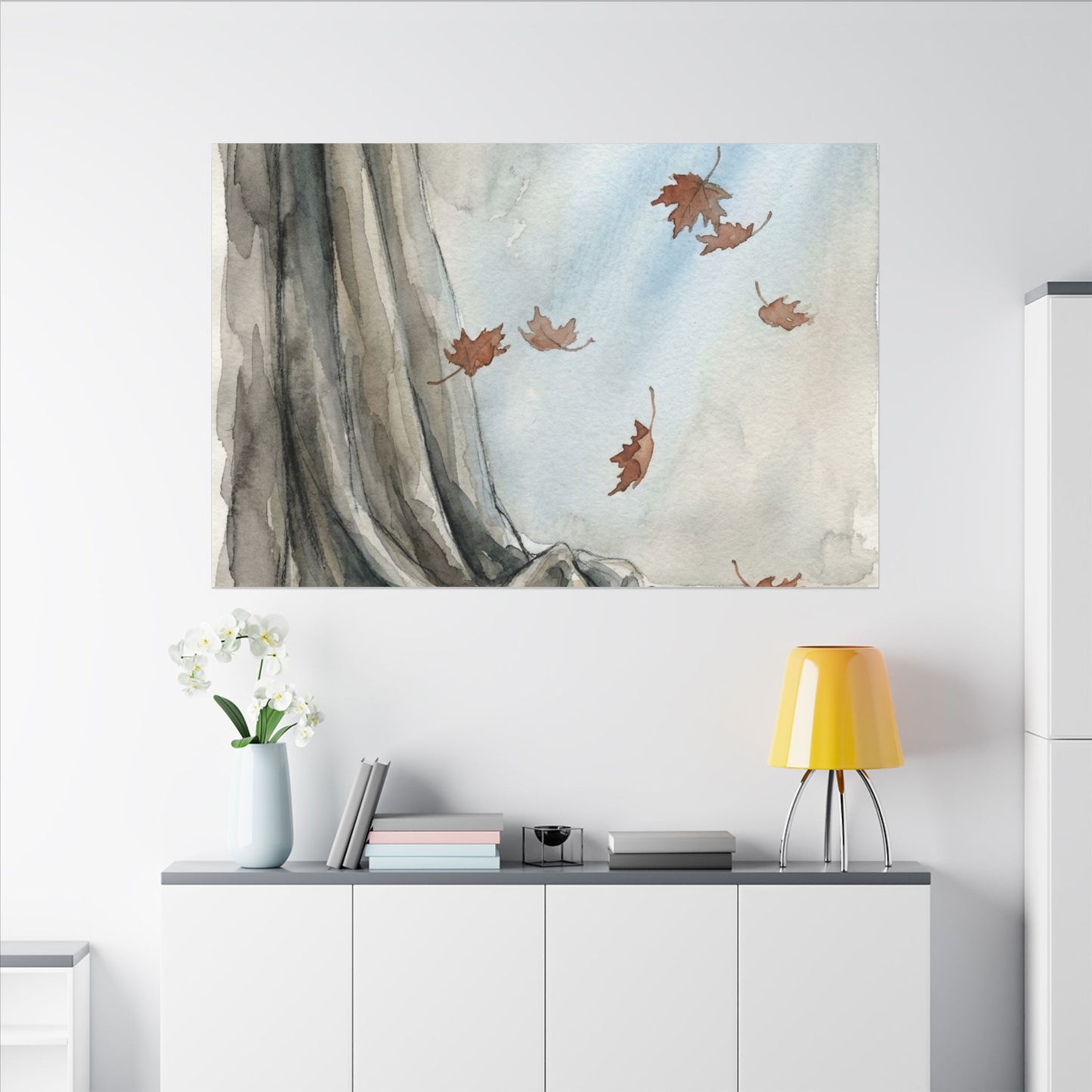 Ma Silk Drape Canvas Art - Japandi Watercolor